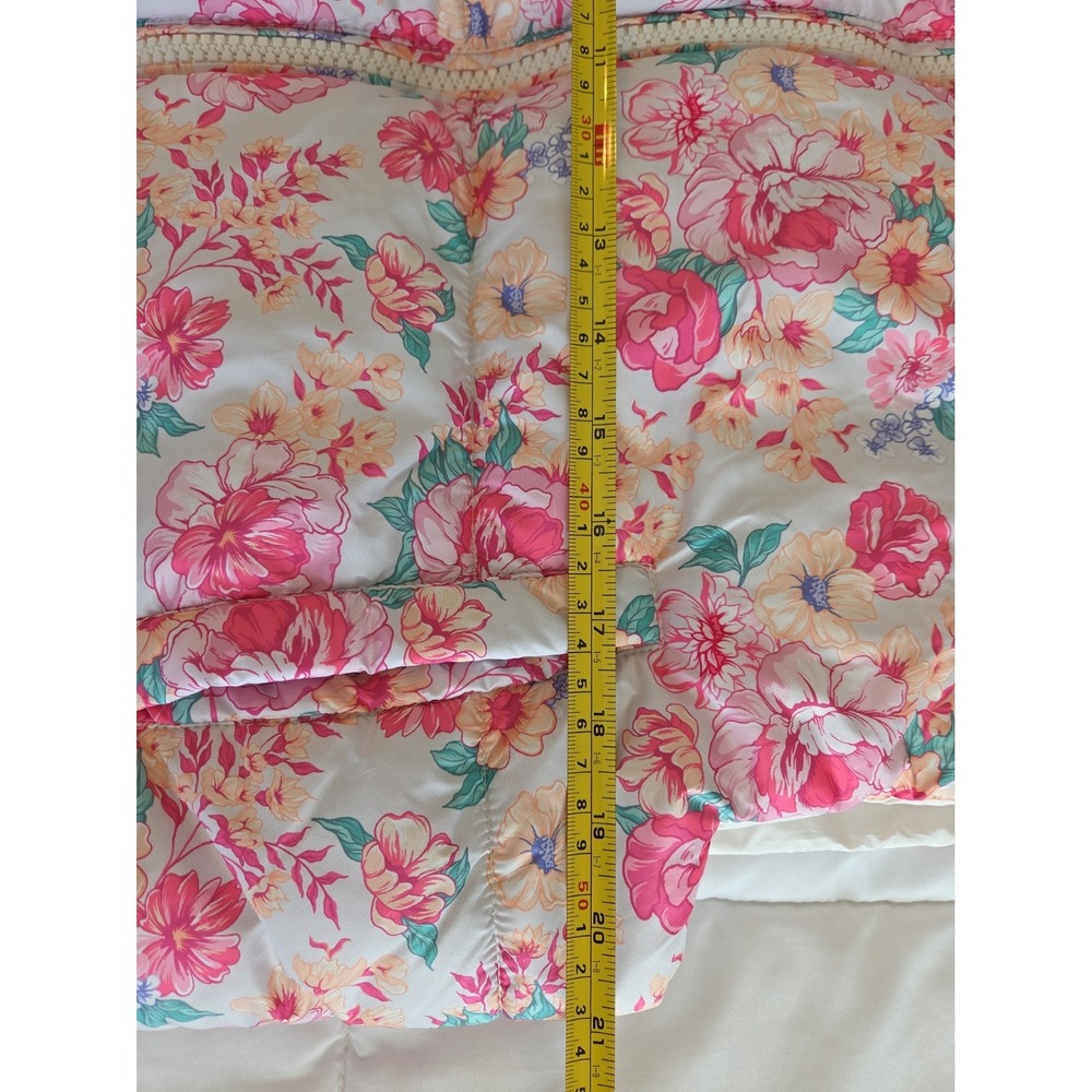 Simply Southern Puffer Vest Pink Floral Preppy Crop Womens Size Large - Picture 11 of 11